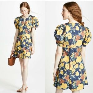 Sea New York Floral Puff Sleeve Dress - Blue and Yellow